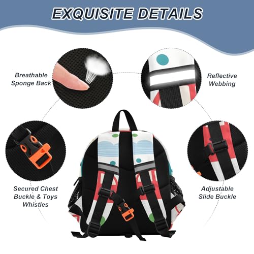 Kid's Backpack for Boys & Girls Toddler Bag Car Cloud Pattern Backpack with Safety Leash3