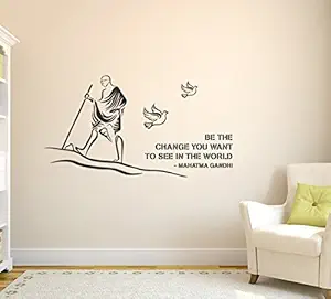Wallstick ' Mahatma Gandhi(Be The Change You Wish to See in The World) ' Wall Sticker (Vinyl,100 cm x 55 cm, Multicolor) 57-WL-0034