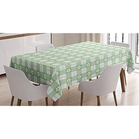 ABAKUHAUS Daisy Flower Tablecloth, Mint Green Cover
