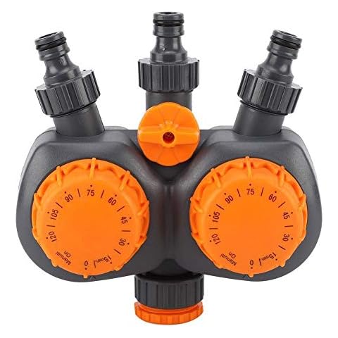 Rockyin Water Timers for Garden Irrigation System Controller Switch G3/4'' with Double Head Irrigation Mechanical Timer Valueapplicable for flowers plants potted fruits family housing Cover