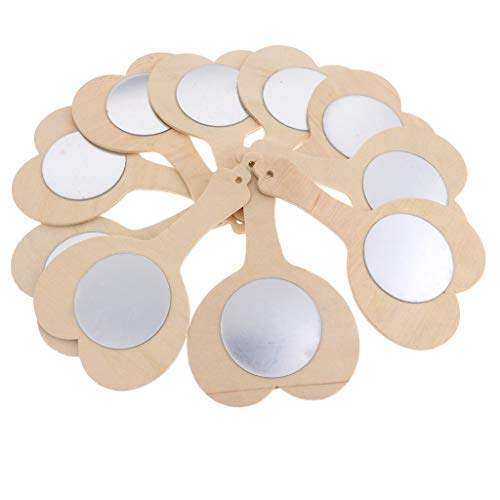 FRECI 10pcs Wooden Handheld Mirror Unfinished Wooden Toys for Kids DIY Wood Crafts