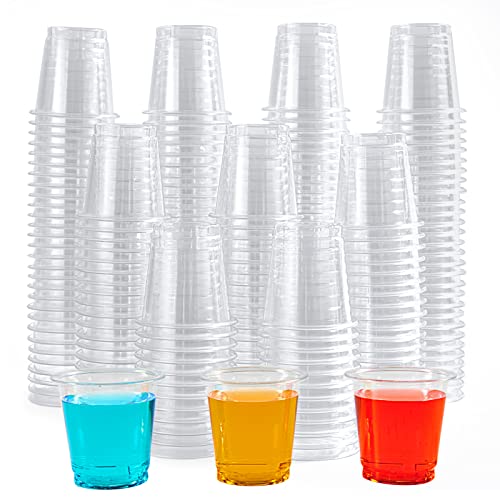 Lilymicky 500 PACK 2 oz Plastic Shot Glasses 2 Ounce Clear Disposable Party Cups for Vodka Whiskey Tequila Mini Plastic Containers for Sauce and Sample Tasting