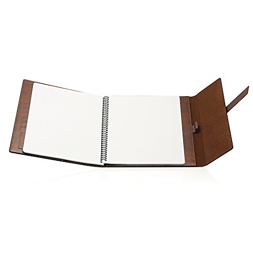 Gallaway Leather Padfolio Portfolio Folder – Slim Portfolio Folio Organizer Holder For Letter Legal A4 Note Pads Notebooks For Men Women Refillable Business Leather Portfolio Binder, Dark Chocolate #TOP2