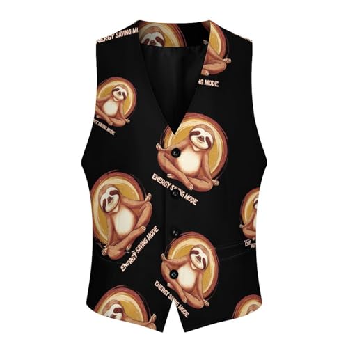 Sloth Energy Saving Mode Men's Formal Suit Vest for Business Formal Or Casual Dress Waistcoat Wedding4