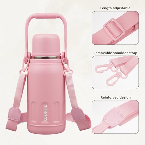 Image of BJPKPK Stainless Steel Insulated Bottle with Handle & Strap, 27oz