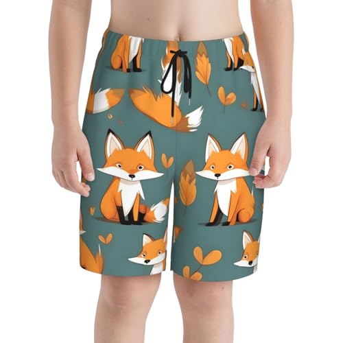 Yellow Fox Youth Beach Pants, Soft and Breathable, with Drawstring Waist, Suitable for Sports and Leisure.3