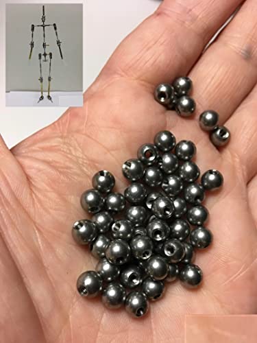 M00753-50 MOREZMORE 50pc Threaded Balls 6mm M2 for Ball Socket Stop Motion Puppet Armature Full-Threaded Humanly Posable Armature Parts HPA
