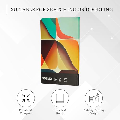 Image of Amazon Brand - Solimo A5 Dot Grid Journal | 100 GSM | Flat Lay Binding | Rounded Corners | Suitable for Sketching or Doodling, To-do lists & more (160 Pages)