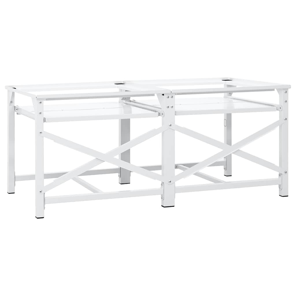 Soporte para lavadora de acero blanco 120 x 56 x 52 cm con 2 estantes y almohadillas antideslizantes de 200 kg para accesorios de lavadora