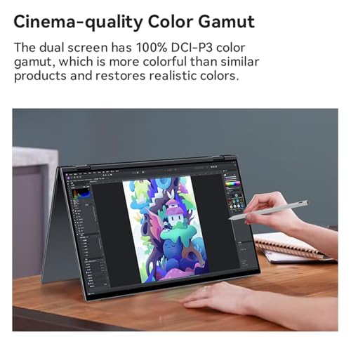Image of EHOMEWEI X2 Pro 16'' Dual Screen Portable Monitor 2.5K 2560*1600 Foldable Laptop Screen Extender, Dual Touchscreen with 4096-Level Stylus, USB-C HDMI, for MacBook Windows PC Switch PS5, CNC Aluminum