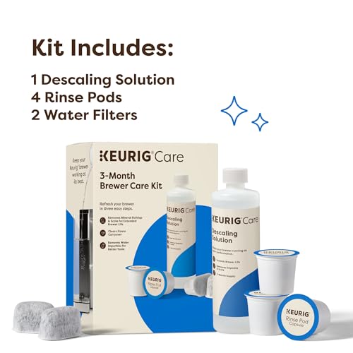 Image of Keurig 3-Month Brewer Maintenance Kit Includes Descaling Solution, Water Filter Cartridges & Rinse Pods, Compatible Classic /1.0 & 2.0 K-Cup Coffee Makers, 7 Count
