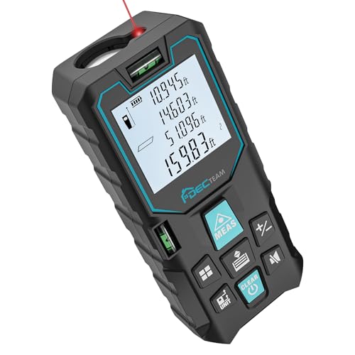 Laser Measurement, DECTEAM 165ft Digital Laser Distance Meter, Accuracy: ±1/16 Inch, Meter/Inch/Feet Units Switchable Backlit LCD and Pythagorean Mode, Measures Distance, Area and Volume (165ft)