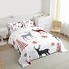 Erosebridal Christmas Deer Comforter Set, Xmas Tree Bedding Set for Kids Boys Girls Children Bedroom, Snowflakes Cute Elk Down Comforter White Festival Themed Duvet Sets with 2 Pillowcases, Queen #5