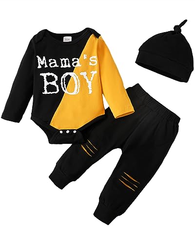 Image of Infant Newborn Baby Boy Clothes Fall Winter Outfit Long Sleeve Romper Bodysuit Pants Set Toddler Clothe Boys
