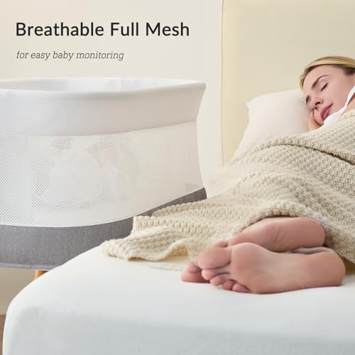 Image of VaVaSoo Rocking Baby Bassinet,Electric Auto Rocking Bassinet,Light Grey