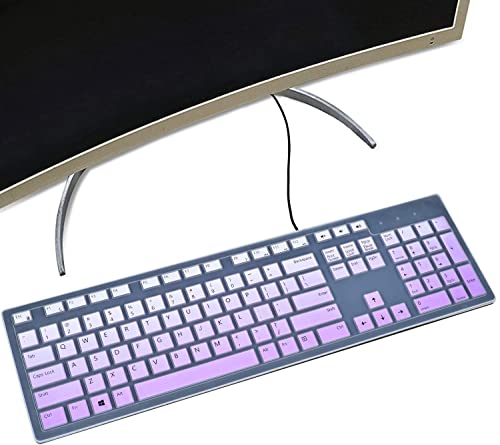 Keyboard Cover for Dell KM636 Wireless Keyboard & Dell KB216 Wired/Dell Optiplex 5250 3050 3240 5460 7450 7050/Dell Inspiron AIO 3475/3670/3477 All-in One Desktop Keyboard Cover Skin, Light Purple