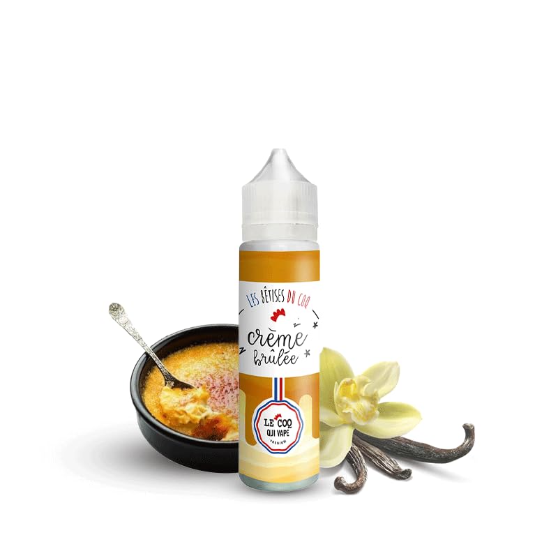 Crème Brûlée 50ml - Les Bêtises du Coq - Sans nicotine ni tabac, Interdit aux moins de 18ans