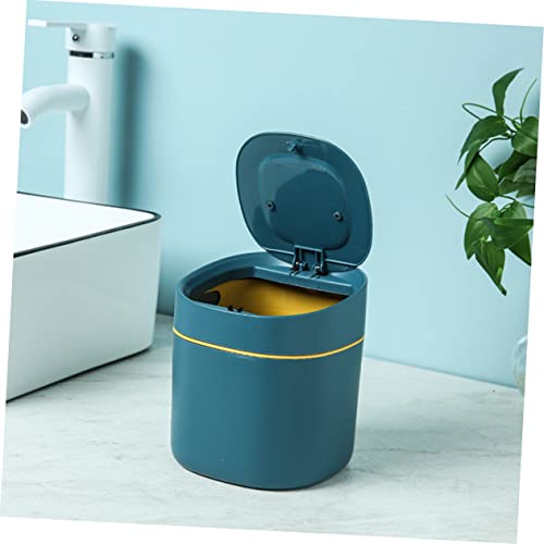Caneca de basura mini con tapa empujable azul miniatura 2