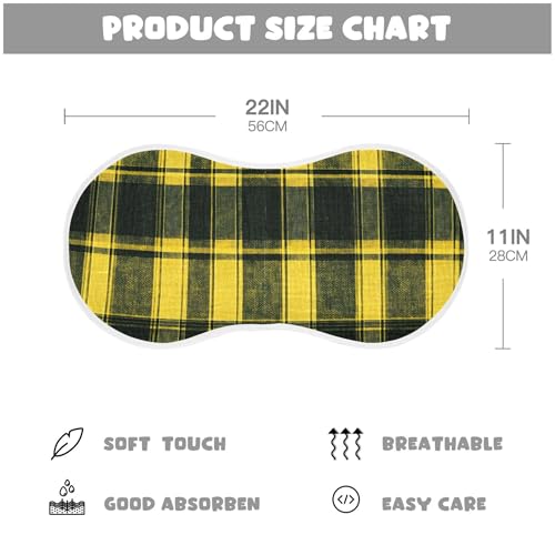 xigua Yellow Plaid Muslin Baby Burp Cloths Set of 1, Super Soft & Absorbent Burping Rags, Cotton Burp Clothes Shower Gift for Newborn, Baby Girls and Boys4