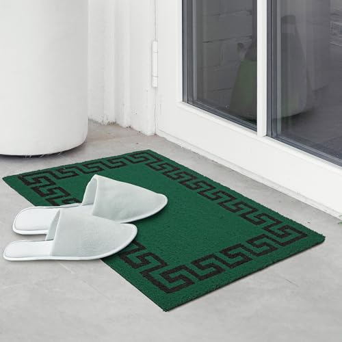 Image of Encasa XO Coir Door Mat for Home Entrance, Anti Slip PVC Back Green