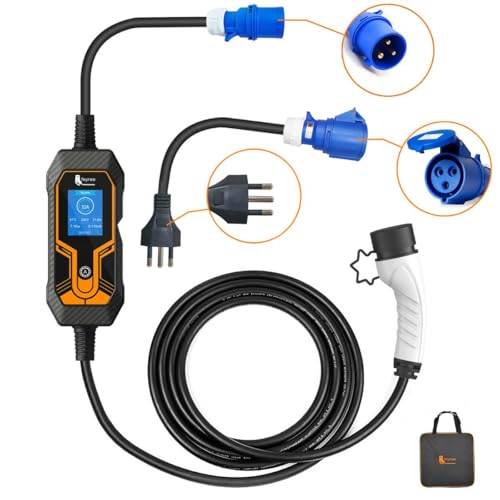 Carregador para Carro Elétrico Portátil, 3,5KW-7KW 20A 32A 85-264V Type 2 Cabo de 5M EV Tipo 2 Carros Elétricos e Híbridos,Uso interno/externo Aplicável a 99% dos modelos Envio de São Paulo, Brasil