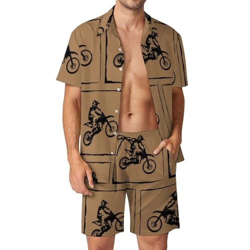 Ensemble motocross homme respirant avec boutons et poches pour un confort d'été total