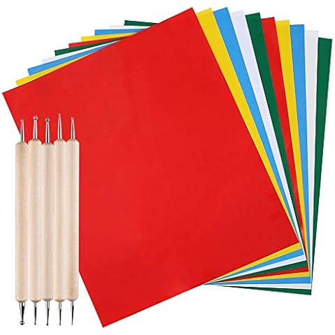 AFUNTA 10 Pieces Transfer Paper with 5 Pcs Double Ended Embossing Stylus, 9 Inch x 11 Inch Carbon Water Soluble Tracing Paper Suitable Cloth, Canvas, Wood for Sewing Cross Stitch Paint Kit Cover
