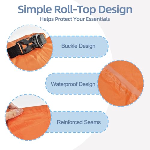 Set de 6 bolsas secas impermeables para natación y playa, resistentes al agua, livianas con cierre enrollable, bolsas de tamaños múltiples para deportes acuáticos y esenciales de playa miniatura 3
