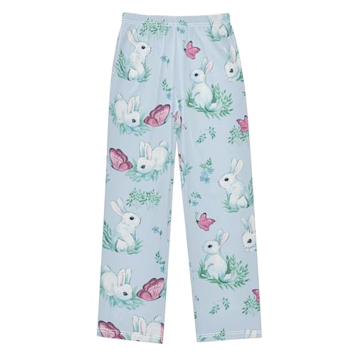 Boys' Pants Rabbit Butterfly Blue Long Bottoms Jogger Pants Elastic Waist Trousers with Pockets S-XL