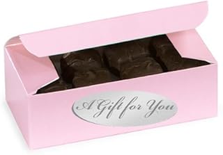 Cakesupplyshop KJ8R- 10ct 1/2 Lb. Pink Candy Boxes with Silver Gift for You Sticker 5-1/2 X 2-3/4 X1-3/4