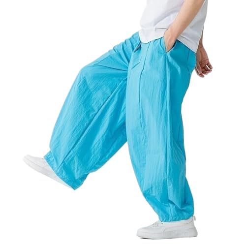 Men's Summer Loose Light Thin Elastic Waist Pants Male Sports Oversized Casual Wide Leg Trousers