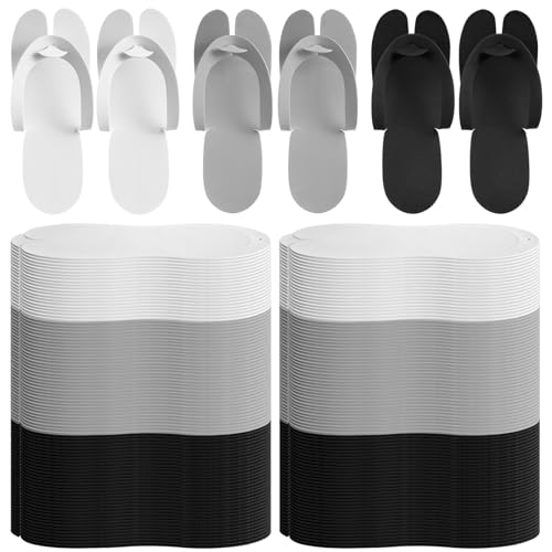 JaGely 100 Pair Disposable Pedicure Slippers Bulk Multicolor Flip Flop for Pedicure Anti Slip EVA Foam Spa Slipper Sandal Disposable Shoe Kit for Women Nail Bath Salon Party Supplies(Muted Color)