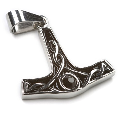 Drachensilber Thor martelo preto pedra pendente de aço inoxidável jóias, comprimento com ojeto: 3,7 cm, pendentes de martelo de teto
