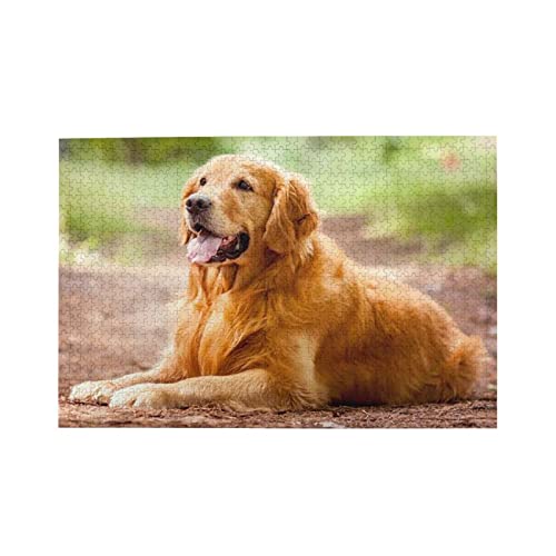 Golden Retriever Dog Jigsaw Puzzle 1000 Piece Wooden Puzzle Family