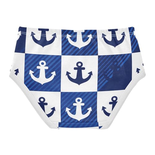 Nautical Squares Anchors Blue Panties Little Girl Girls Underwear Toddlers Cotton Colorful Underpants Briefs 2t2