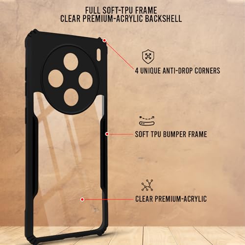 Image of Jkobi Back Cover Case for Vivo X200 5G (Shockproof with Polycarbonate Clear Panel | Professional Black)