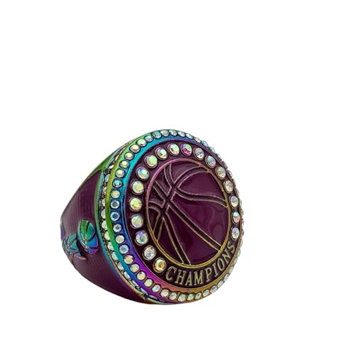 Discount Sports Rings Basketball Championship Ring — Rainbow Body, Painted Ball/Basketball Awards/Basketball Rings (Champion)