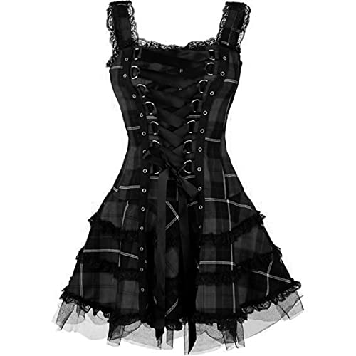 Robe classique à volants dentelle sans manches femme style gothique mini