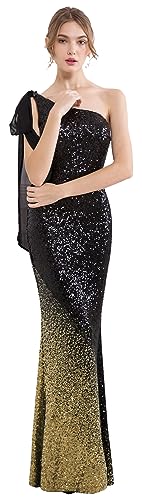 Angel-fashions aux Femmes Une Epaule Gauche de Split Bal de Robe de Soiree Or Noir Argent X-Large