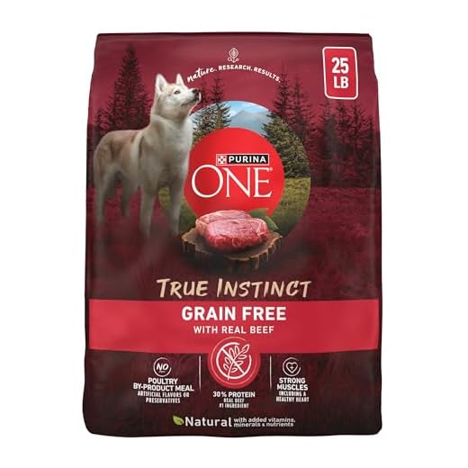Purina ONE Grain Free Natural High Protein Dry Dog Food Formula True Instinct with Real Beef with Added Vitamins, Minerals and Nutrients - 25 lb. Bag