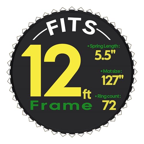 HeyJiaYu Replacement Trampoline Mat with 72 V-Hooks, Trampoline Accessories Fits 12 Ft Round Trampoline Frame Use 5.5