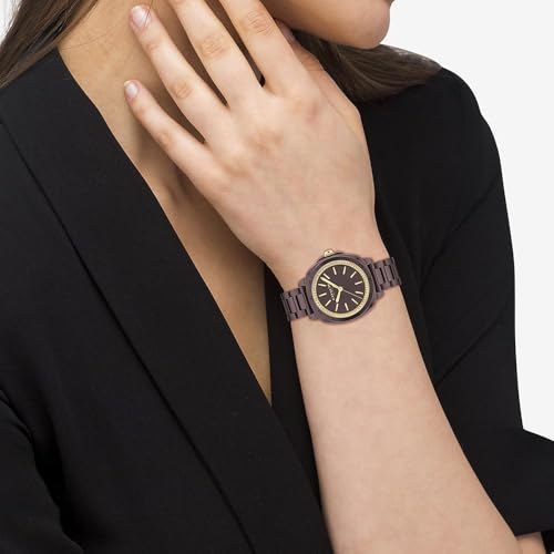 Image of Coach Kitt Qtz Basic Brown Tonneau Dial Women's Watch|Dark Brown Ceramic Material|Brown Color Band - 14504403