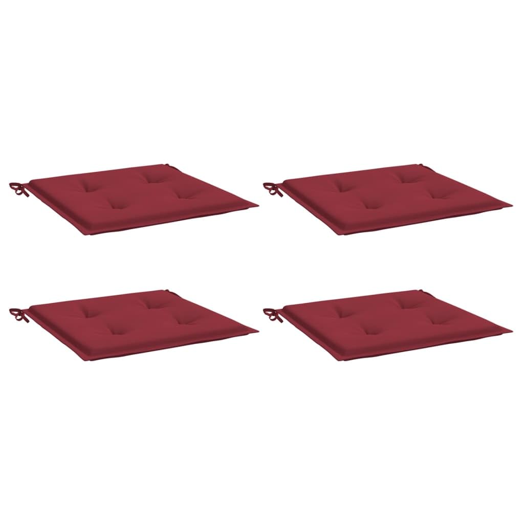 Cojín para silla de jardín, 4 unidades, color rojo vino, 50 x 50 x 4 cm, tela Oxford, resistente al agua, para muebles de exterior e interior, relleno de espuma