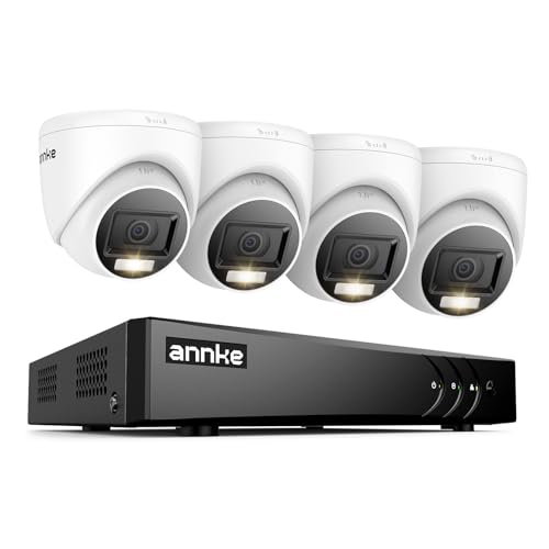 ANNKE Kit Caméra de Surveillance Exterieure 3K Lite DVR avec 4 Caméras 1920 X 1080 de Vidéosurveillance Etanches, Détection de Personne/Véhicule, Vision...