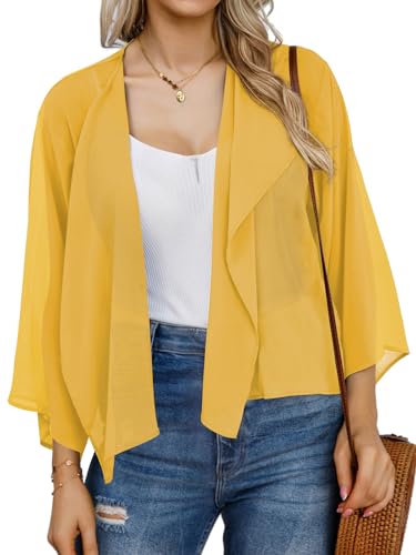 Image of Womens Summer Tops Short Shrugs Kimono Cardigans Casual Chiffon Bolero Jackets 2026