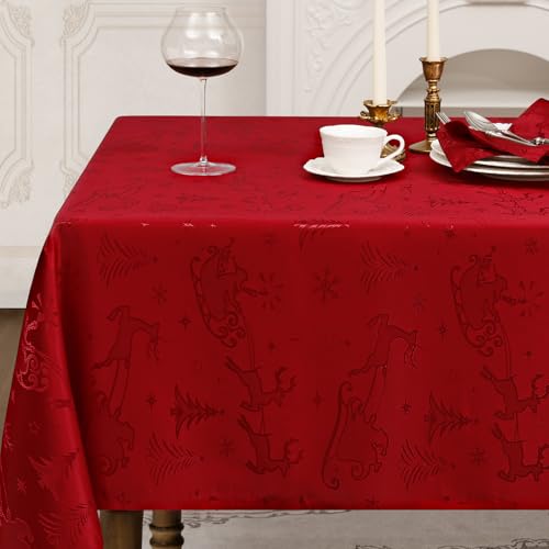 Romanstile Weihnachten Tischdecke rot abwaschbar 140x240 Jacquard...