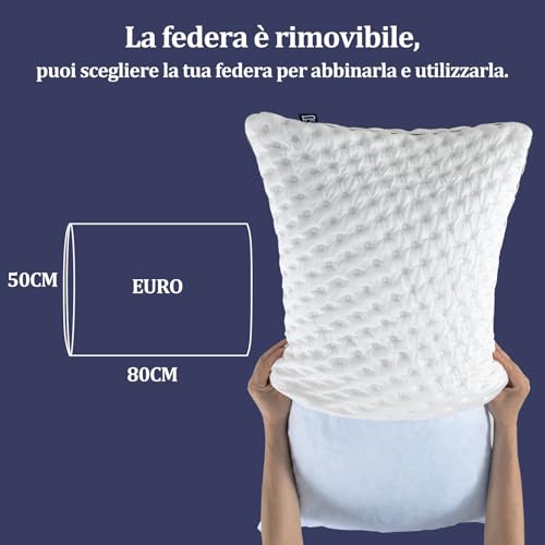 BedStory Bettkissen 50 x 80 cm - geschredderter Memory-Schaum und Faser mit verstellbarer Füllung, weich und atmungsaktiv zum Schlafen, Bezug waschbar
