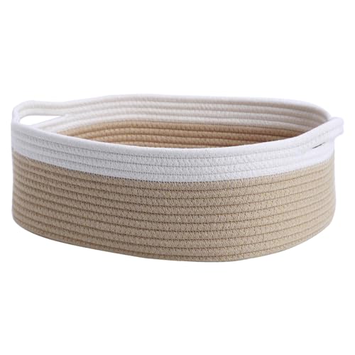 CIKI HOME Woven Cotton Rope Storage Basket, Cube Changing Table Organizer for Closet Towels, Baby Nursery Bin, Small Dog Cat Toy Box, Gift Baskets empty Brown