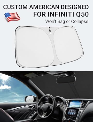 Image of Proadsy 2026 Upgrade Front Windshield Sun Shade Foldable Sunshade Protector Custom Fit 2014-2024 Infiniti Q50 Sedan Accessories