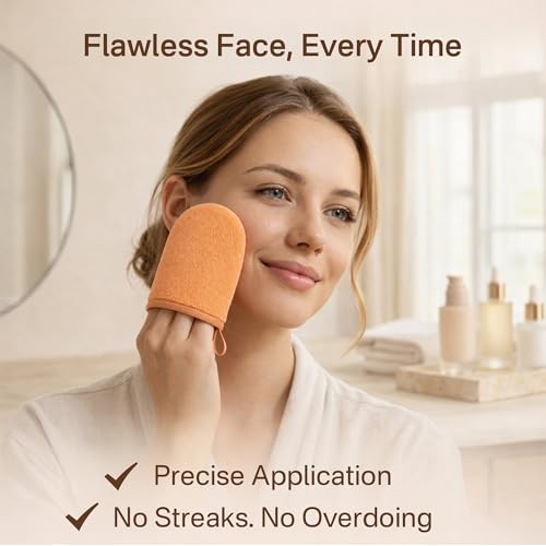 Image of Self Tanner Mitt, Self Tanning Mitt Applicator, Sunning Tanning Gloves for Self Tan Lotion, Tan Applicator Set, Streak-Free Smooth Even Finish, Self Tanner Mitt for Mousse Spray, 2 Pack